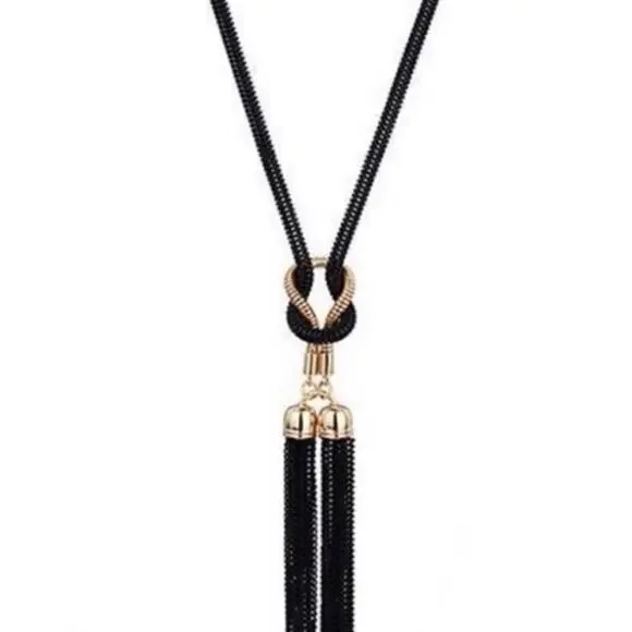 ASOS Black & Gold Tassel Pendant Necklace - Picture 2 of 6